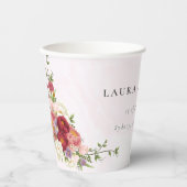 明るいボホレッドピンク白結婚花 紙コップ (正面)