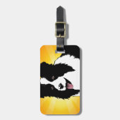 明るいボーダーコリー犬のポップアートペットはカスタマイズ ラゲッジタグ (正面縦)