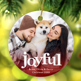 明るいボールドタイポグラフィミニマルレッドクリスマス セラミックオーナメント