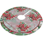 明るいポインセチアとホリーカスタムクリスマス ブラッシュドポリエステルツリースカート (アングル)