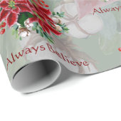 明るいポインセチアとホリーカスタムクリスマス ラッピングペーパー (ロールコーナー)