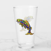 明るいポップアートの抽象芸術の魚のカラフルのスケール タンブラーグラス (裏面)