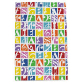 明るいポップ・アートのアートカラー音楽シンボルパターン ミディアムペーパーバッグ (正面)