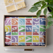 明るいポップ・アートのアートカラー音楽シンボルパターン 薄葉紙 (ギフト)