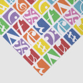 明るいポップ・アートのアートカラー音楽シンボルパターン 薄葉紙 (詳細)