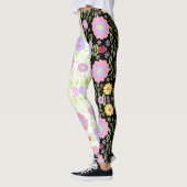 明るいポップ・アートのフローラア絵画ートの2色パターン レギンス (左)