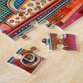 明るいポップ・アートの色のおもしろい最先端の犬ポートレート。 ジグソーパズル (側面)