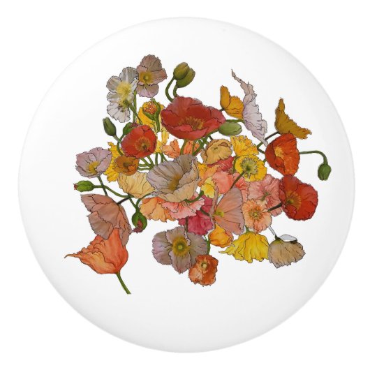 明るいポピーのセラミックノブ セラミックノブ (正面)