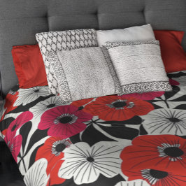 明るいポピーモダンの花のパターン 掛け布団カバー