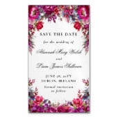 明るいマゼンタのフローラ予算セーブザデートマグネット マグネット名刺 (正面縦)