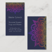 明るいマンダラ付きブルービジネスカード 名刺 (正面/裏面)