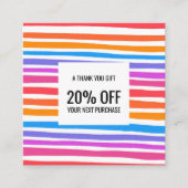 明るいミニマカラフルリストのストライプ手作り 割引カード (正面)