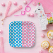 明るいミニマルピンク、白、青のドット ペーパープレート (パーティー)