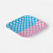 明るいミニマルピンク、白、青のドット ペーパープレート (傾斜あり)