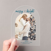 明るいミニマルモダンメリーアーチクリスマスフォト アクリル招待状 (インサイチュ (ポータブル))