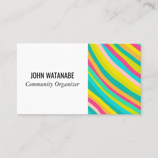 明るいミニマル曲線ストライプSNSアイコン 名刺 (正面)