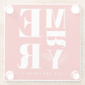 明るいミニマル赤エレガント白いメリークリスマス ガラスコースター (裏面)