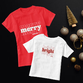 明るいミニ レトロクリスマスタイポグラフィ トドラーTシャツ