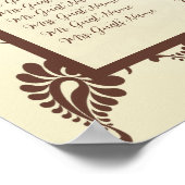 明るいミントグリーンブラウンフローラシーティングチャート ポスター (角)