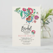 明るいメキシカンレッド&ターコイズフォークアートフローラ 招待状 (スタンド正面)