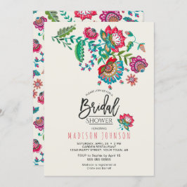 明るいメキシカンレッド&ターコイズフォークアートフローラ 招待状