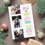 明るいメリーおもしろいカラフル3枚の写真クリスマス シーズンカード<br><div class="desc">この3枚の明るくカラフルクリスマスカードは、休日の応援を送信する完璧な方法である。おもしろいとクリスマスカロルの引用文は写真のセットと完璧にペアで韻。このクリスマスフォトカードには、メッセージとパーソナライゼーションのためのカスタムスペースも含まれている。バッカーはホットピンクと甘い小さなドットを調整するフェスティバルである。この明るいメリーホリデーカードとトレンディーネオンの配色もデジタルクリスマスカードダウンロードとして利用可能である。さらに色やコーディネート作品を見つけることができるFa La LaとHo Ho Hoコレクション！</div>