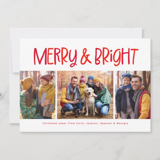 明るいメリーかわいいおもしろい赤いクリスマス3の写真 シーズンカード (正面)