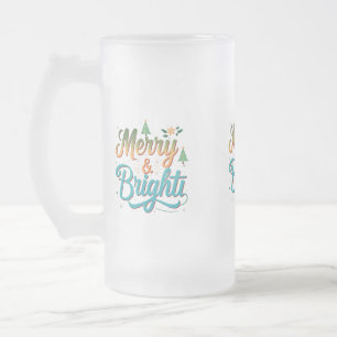 明るいメリーすりガラスのマグカップ – 16 oz フロストグラスビールジョッキ