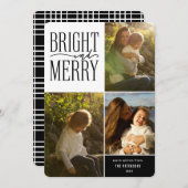 明るいメリーとモダンミニマルクリスマスの写真 シーズンカード (正面/裏面)