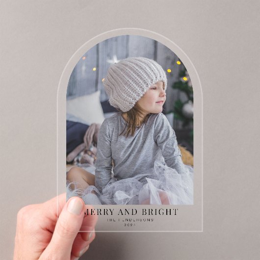 明るいメリーアーチクリスマスホリデーフォト アクリル招待状 (インサイチュ (ポータブル))