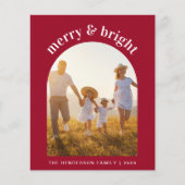 明るいメリーアーチフォトレッドバジェットクリスマスカード (正面)