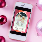 明るいメリーアーチ写真ピンクのオレンジ色のクリスマス シーズンカード