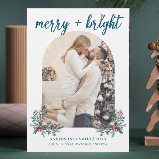 明るいメリーアーチ写真植物性クリスマス シーズンカード