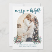 明るいメリーアーチ写真植物性クリスマス シーズンカード (正面)