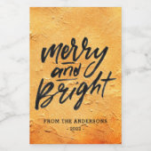 明るいメリーオレンジ色のグリッターワインラベル ワインラベル (シングルラベル)