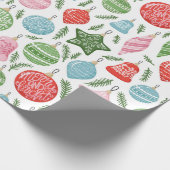 明るいメリーオーナメントクリスマスの贈り物ラッピング ラッピングペーパー (角)