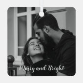 明るいメリーカップルエレガントの写真のスタイリッシュ文字 メタルオーナメント (裏面)