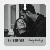 明るいメリーカップルエレガントの写真のスタイリッシュ文字 メタルオーナメント (正面)