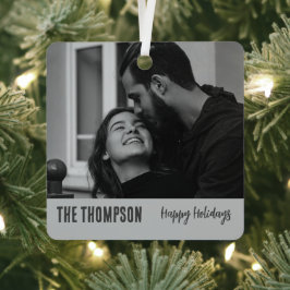 明るいメリーカップルエレガントの写真のスタイリッシュ文字 メタルオーナメント
