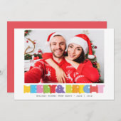 明るいメリーカップルモダンの写真クリスマス シーズンカード (正面/裏面)