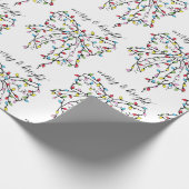 明るいメリーキュートなリボンのクリスマスライト ラッピングペーパー (角)