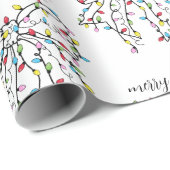 明るいメリーキュートなリボンのクリスマスライト ラッピングペーパー (ロールコーナー)