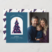 明るいメリークはっきりしたリスマスのツリー写真 シーズンカード (正面/裏面)