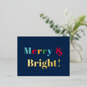 明るいメリークリエイティブブカスタムルーデザインフォイル 箔シーズンポストカード (立ち正面)