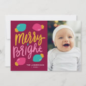 明るいメリークリスマカラフルスライト写真 シーズンカード (正面)