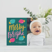 明るいメリークリスマカラフルスライト写真 シーズンカード (スタンド正面)