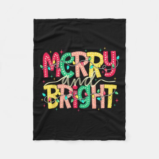 明るいメリークリスマスおもしろいパジャマスファミリーXm フリースブランケット (正面)