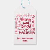 明るいメリークリスマスのことわざは赤 ギフトタグ (正面)