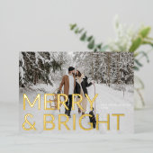 明るいメリークリスマスのエレガント写真 箔シーズンカード (立ち正面)