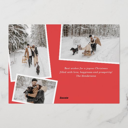 明るいメリークリスマスのエレガント写真 箔シーズンカード (裏面)